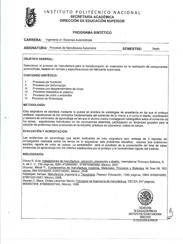 Procesos De Manufactura Automotriz Pdf