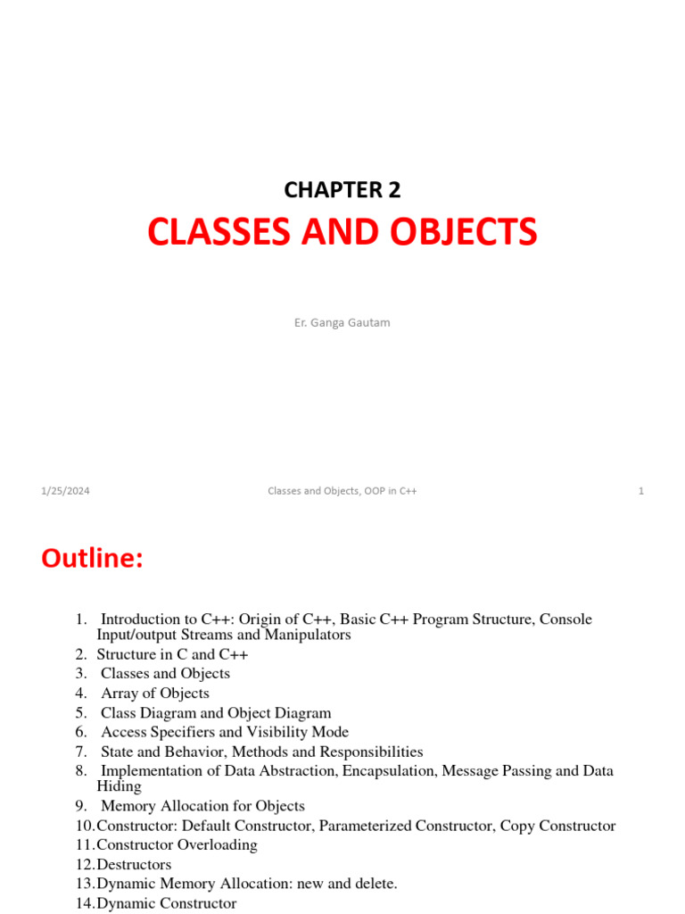 Chapter 2. Class and Objects | Download Free PDF | C++ | Object ...
