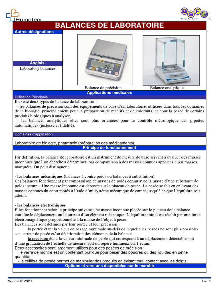 Types de balances de laboratoire | PDF | Balance (instrument ...