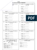 3A Evaluating Functions Worksheet