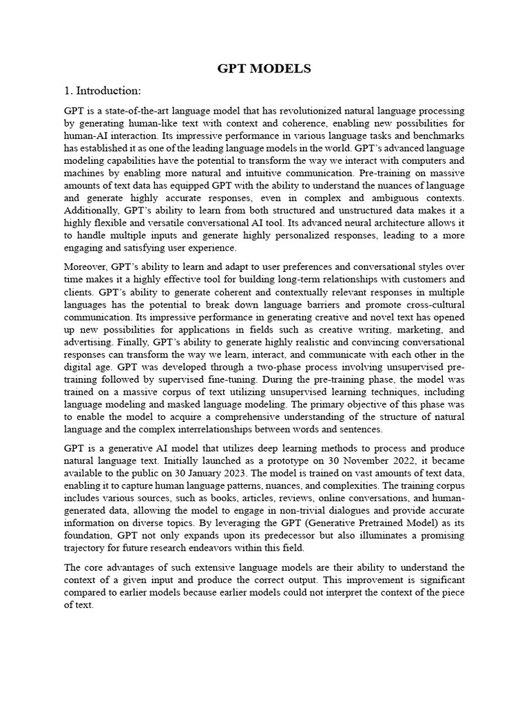 Overview of GPT Models and Features | PDF
