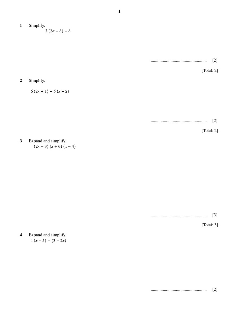 Expanding Brackets Worksheets | PDF