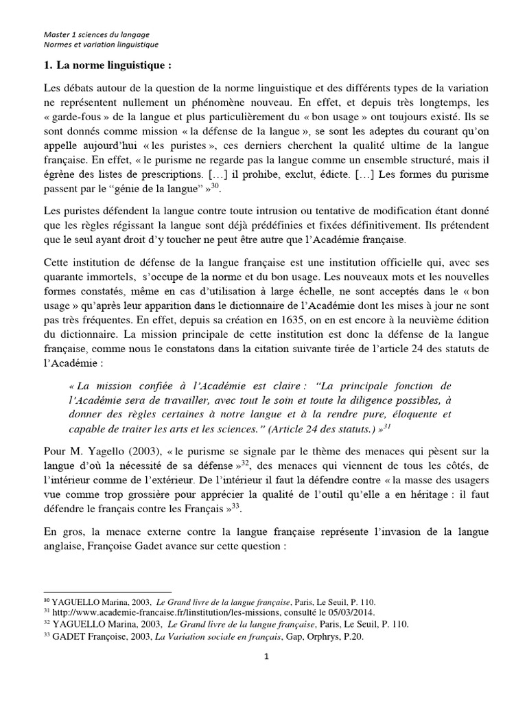 Normes et variations linguistiques | PDF | Sociolinguistique | Linguistique