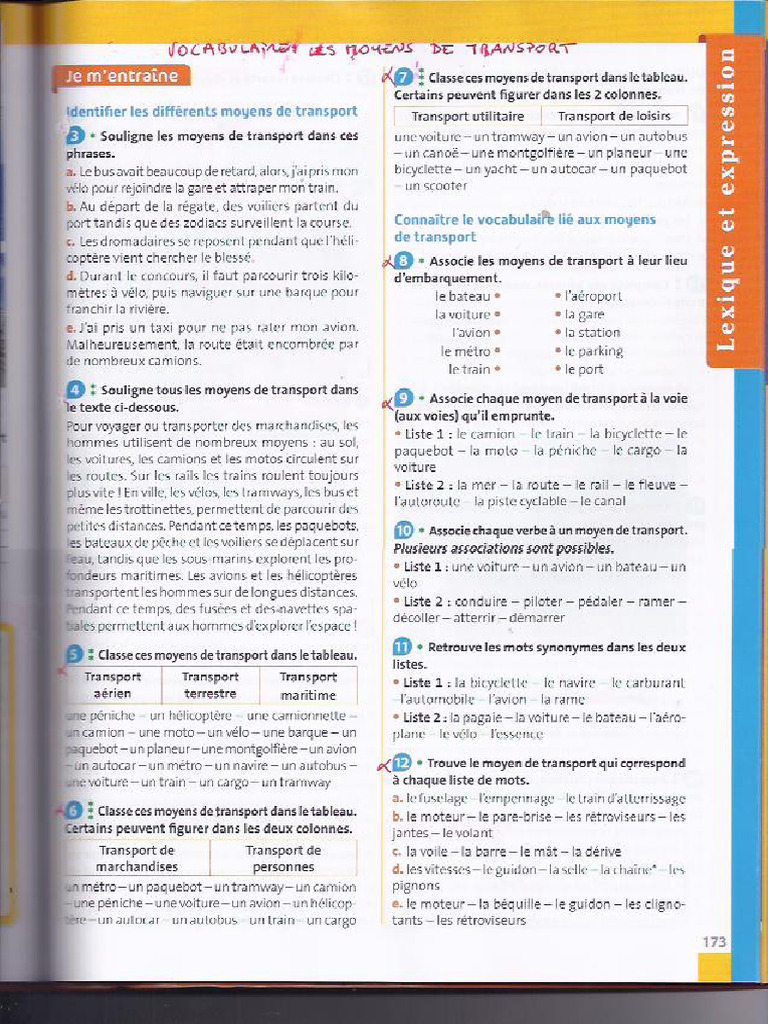Vocabulaire Moyens de Transport | PDF