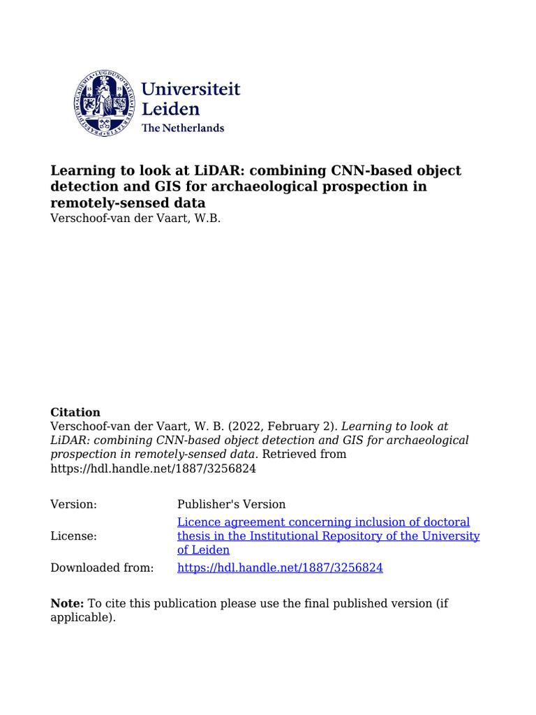 LiDAR and CNNs in Archaeological Detection | PDF | Lidar | Remote Sensing