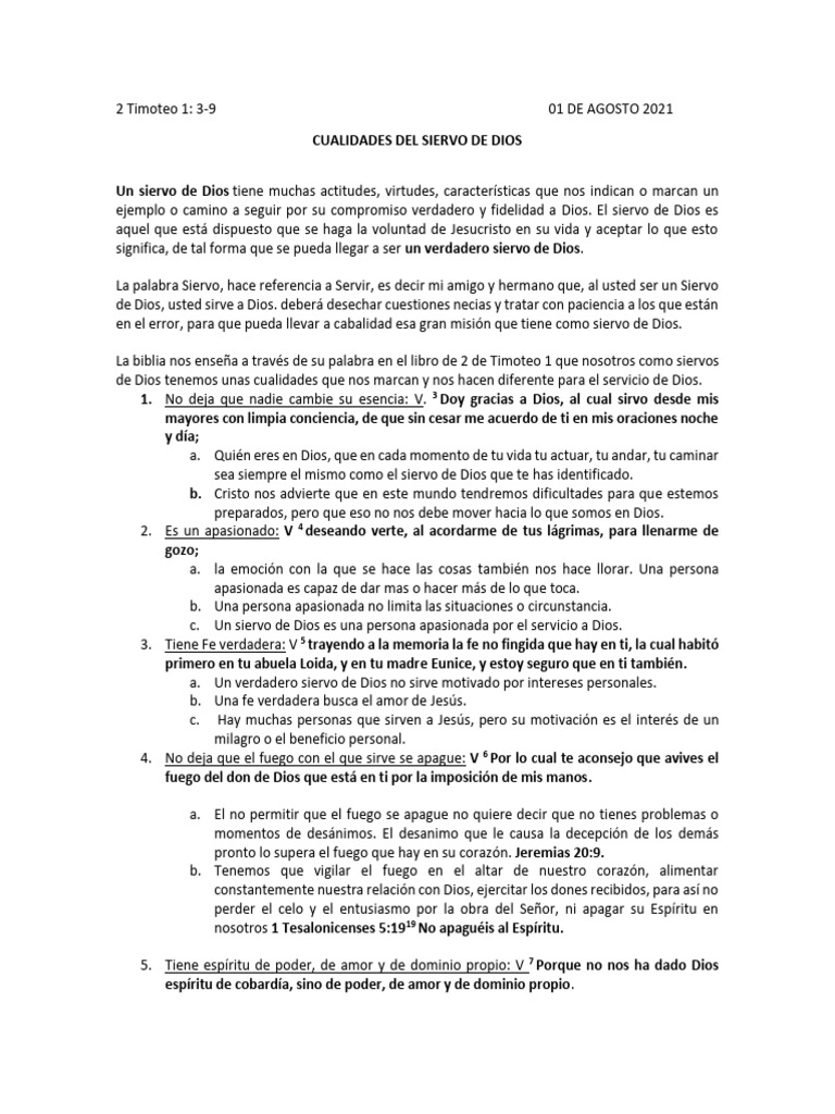 Cualidades del verdadero siervo de Dios | PDF | Dios | Jesús