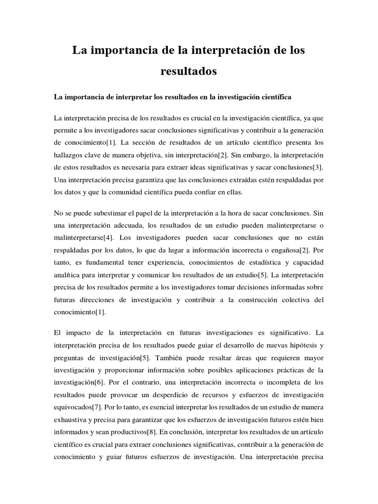 Importancia de la Interpretación de Resultados | PDF | Estadísticas ...