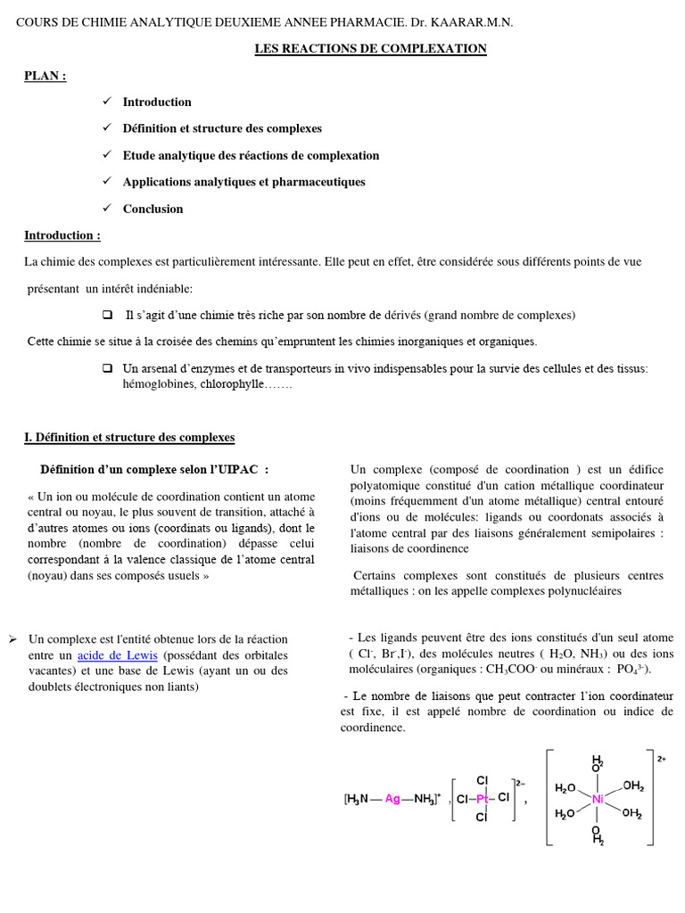 Complexométrie en Chimie Analytique | PDF | Chimie | Titrage
