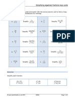 Simplifying Algebraic Fractions Loop Cards