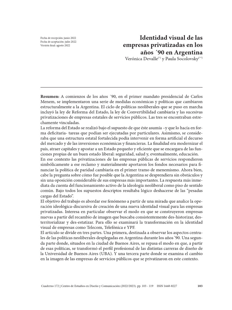 Identidad Visual de Las Empresas Privatizadas en Los Años 90 en ...