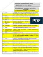 Cronograma Quarta-Feira Matutino