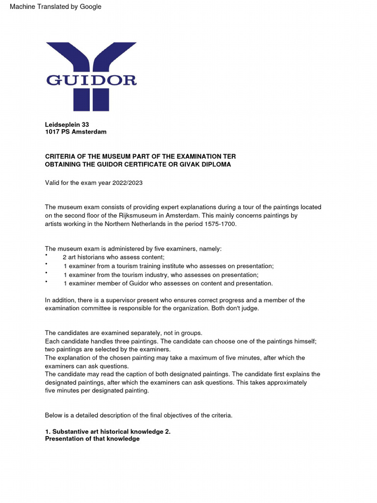 Guidor Exam Criteria for Art Presentations | PDF | Classics