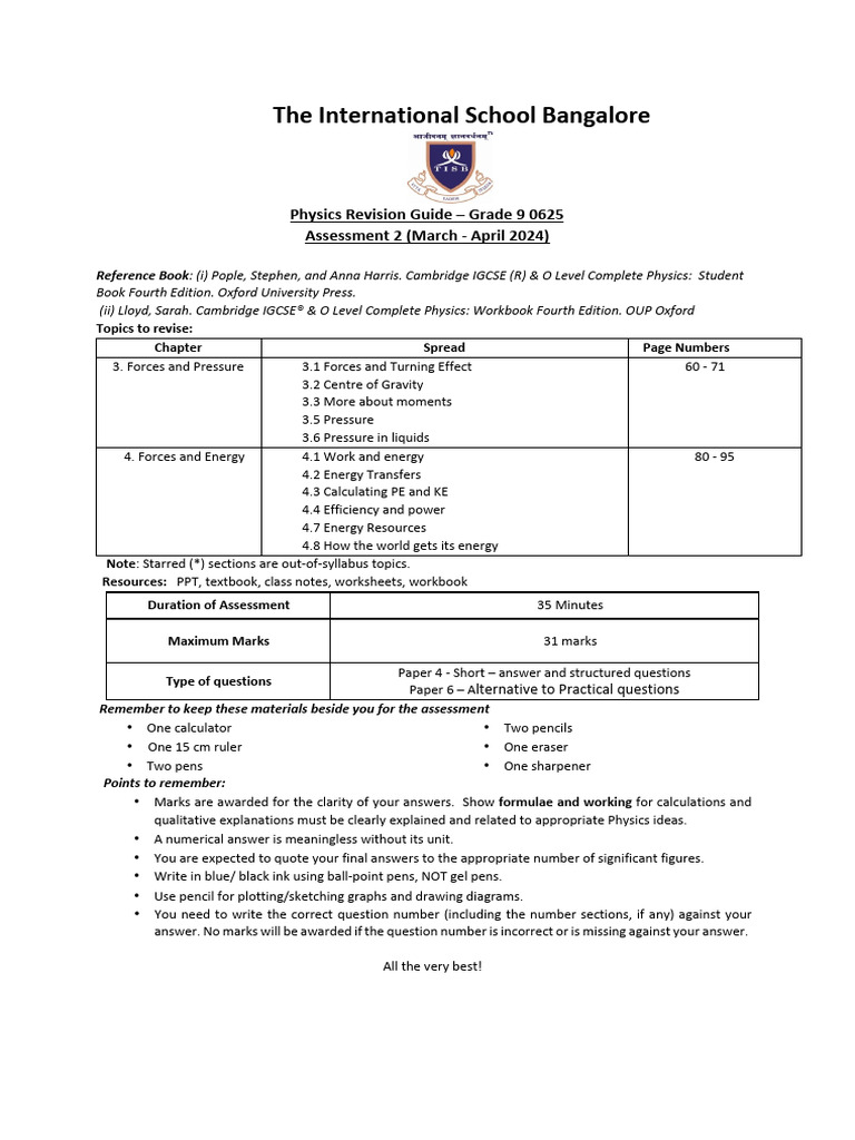 Grade 9 Revision Guidelines For Assessment 2 2023 2024 Pdf