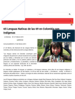 ONIC - 65 Lenguas Nativas de Las 69 en Colombia Son Indígenas