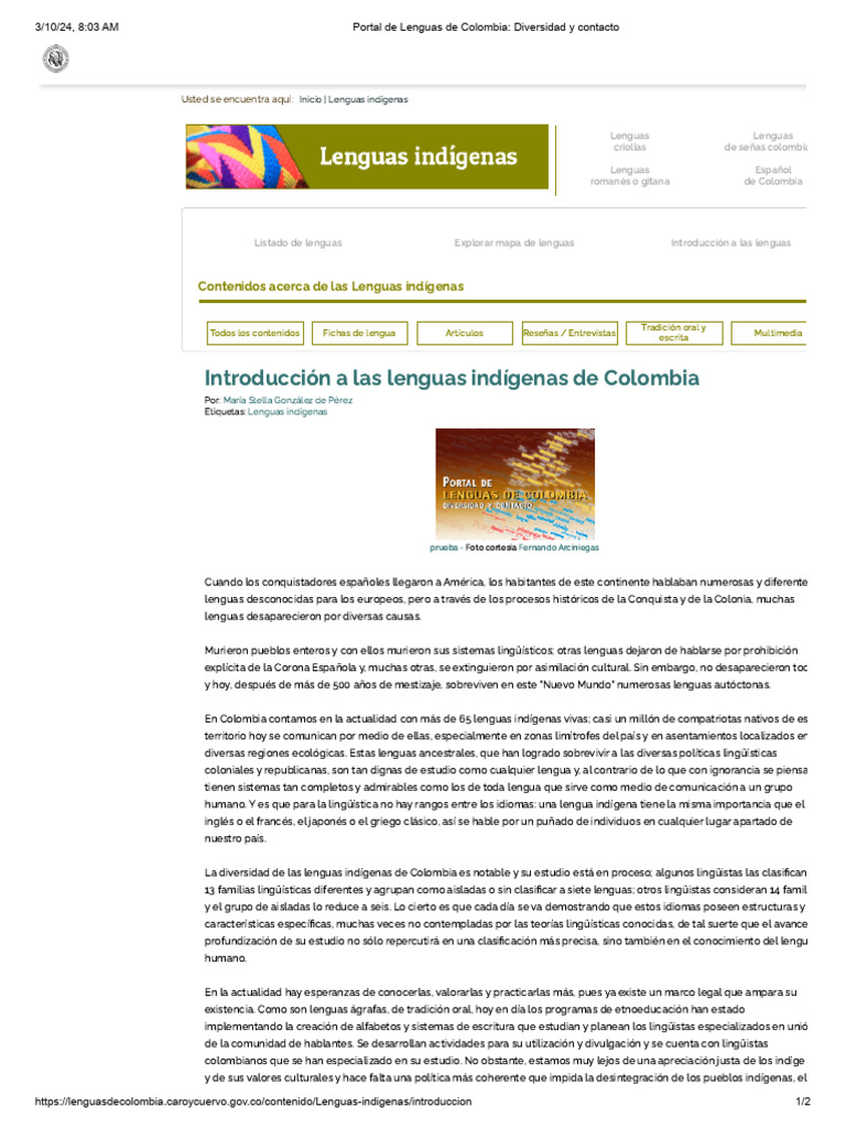 Diversidad de lenguas indígenas en Colombia | PDF | Lingüística | Colombia