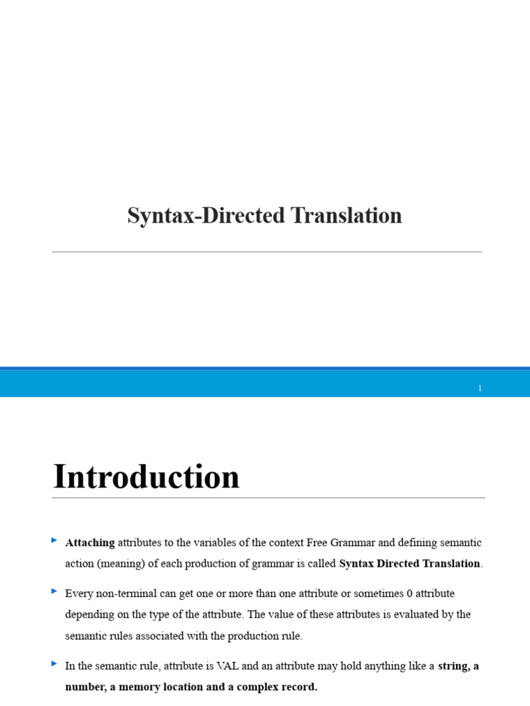 Syntax Directed Translation | PDF | Theoretical Computer Science | Grammar