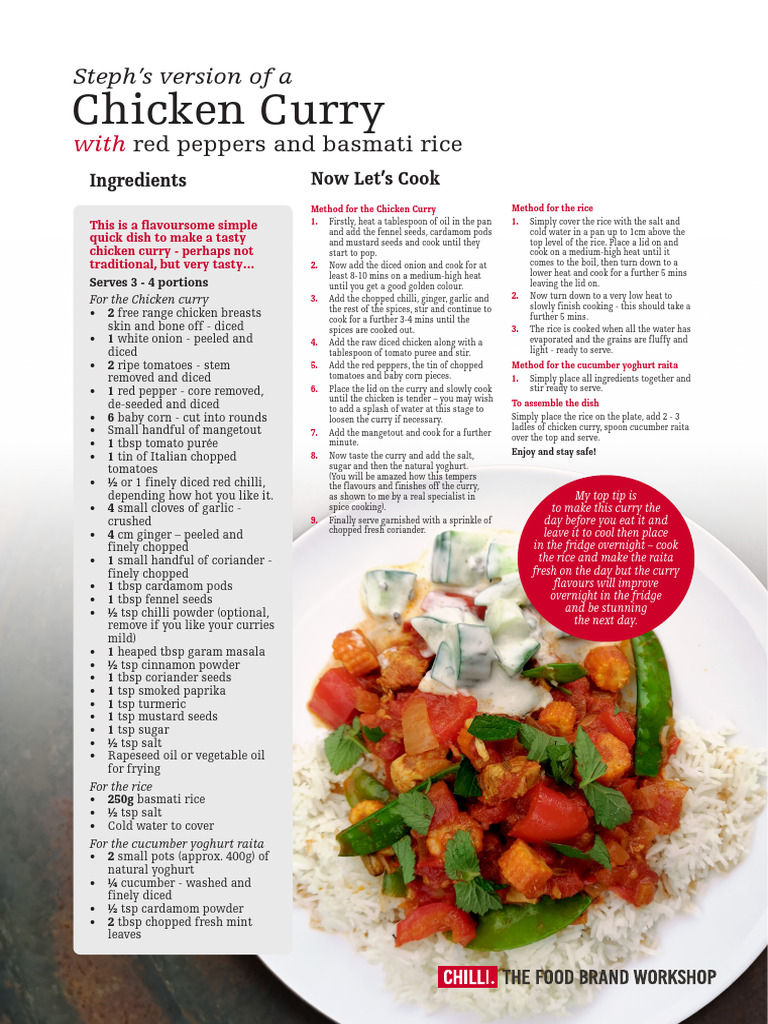 Quick Chicken Curry Recipe | PDF | Curry | Chili Pepper