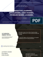 Cooperative Learning, Simulations, Case Studies, Problem Based Learning