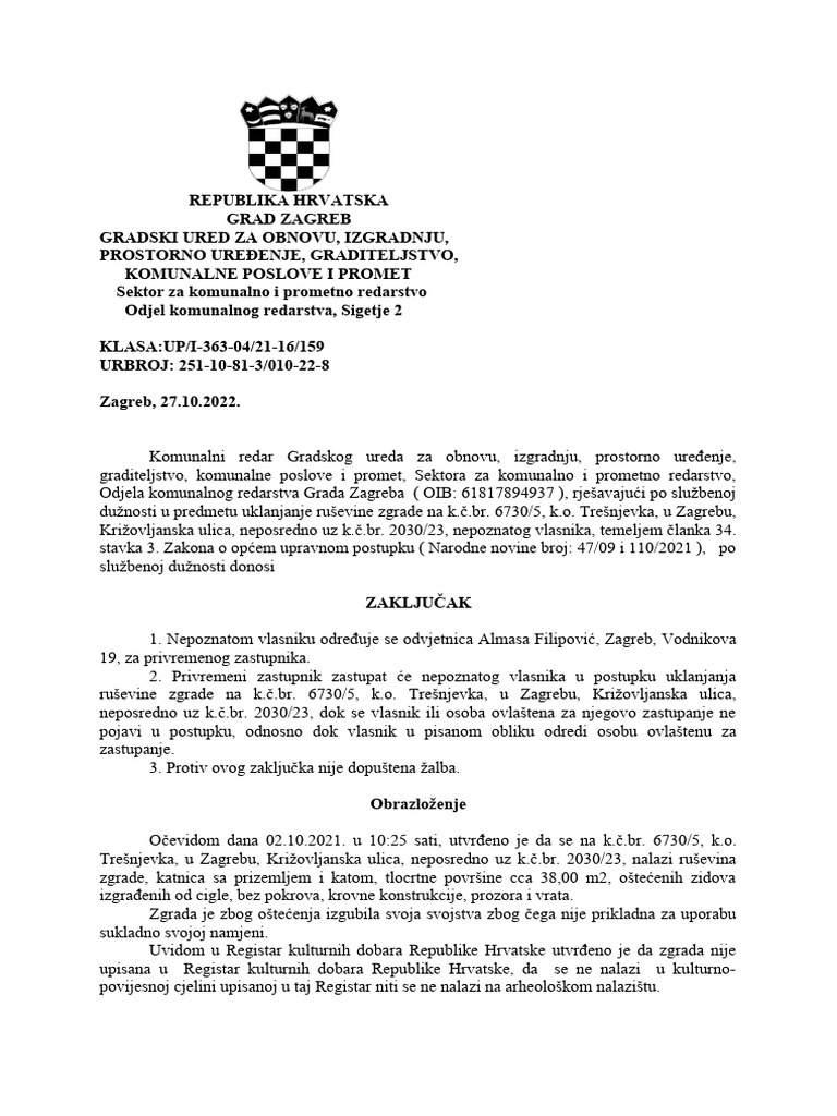 159 Zaklju ak Nepoznati Vlasnik PDF