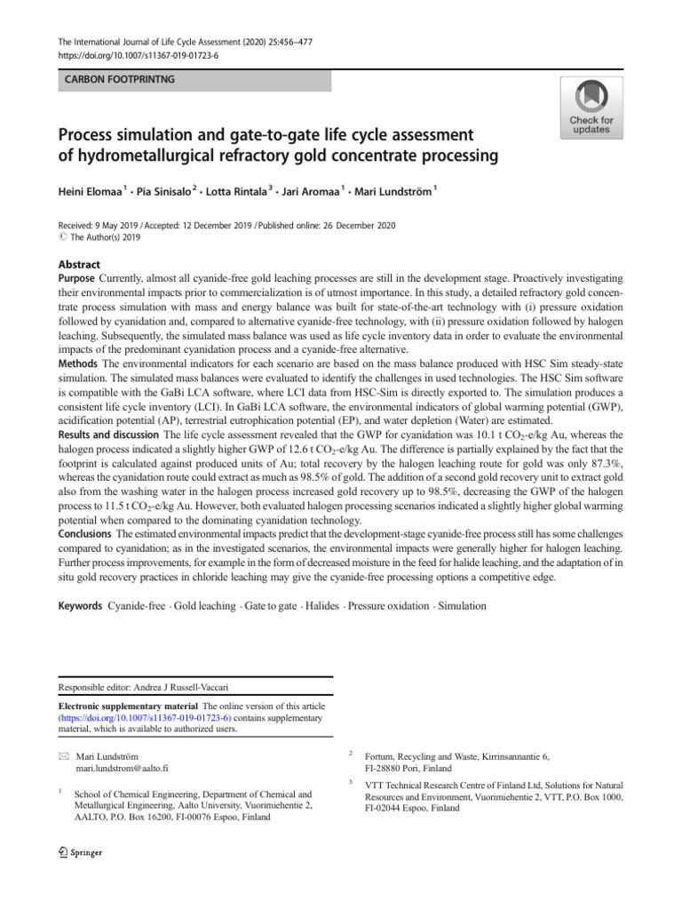 Process Simulation and Gate-To-Gate Life Cycle Assessment of ...