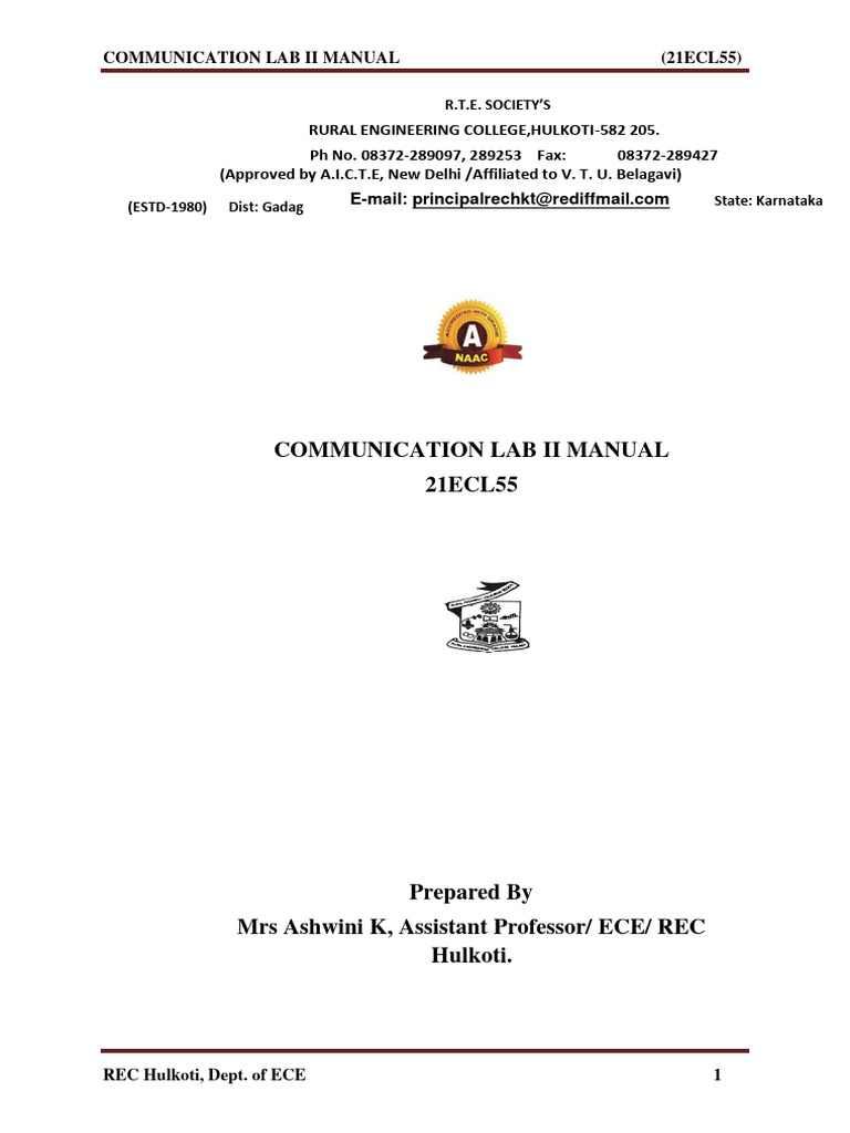 Communication Lab II Manual 21ECL55 | PDF