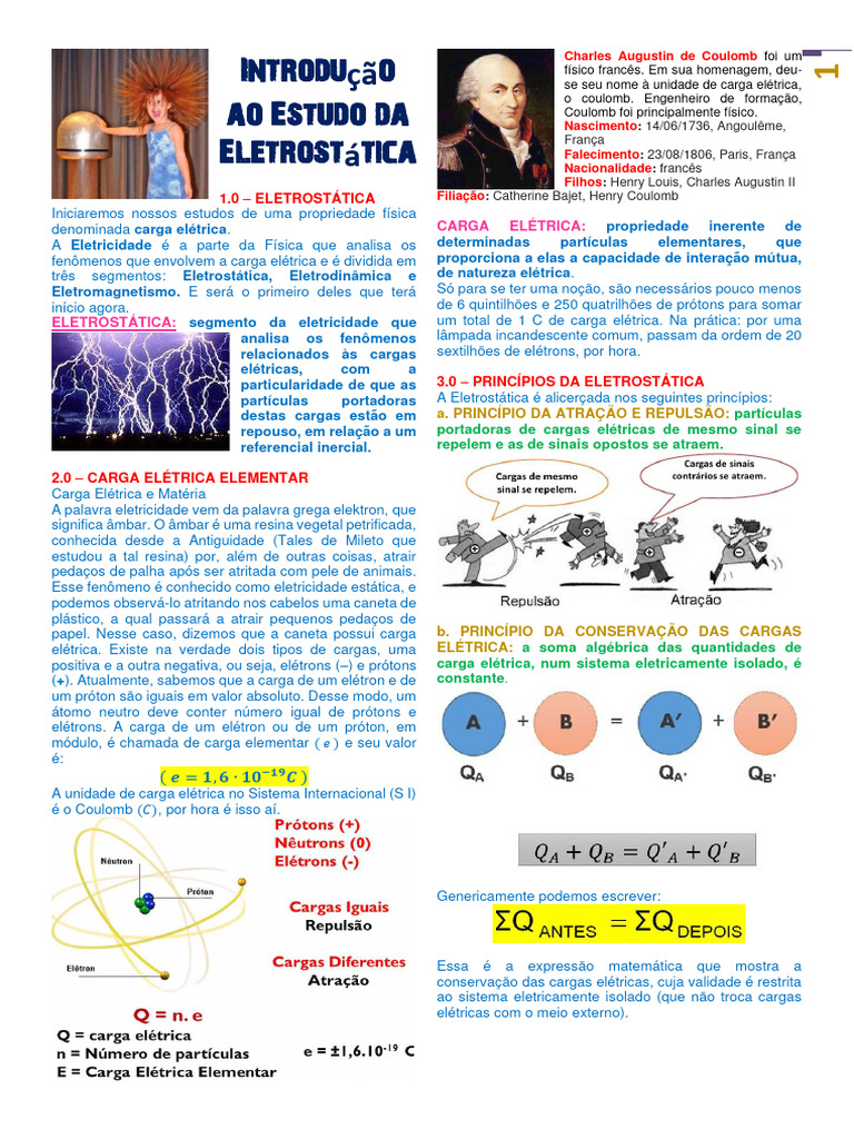 Introdução à Eletrostática e Cargas Elétricas | PDF