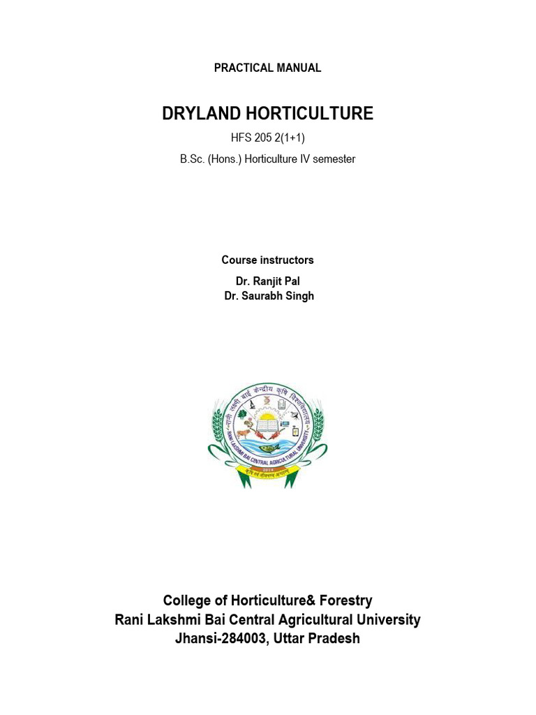 Dryland Horticulture Practical Manual | PDF | Horticulture | Physical ...