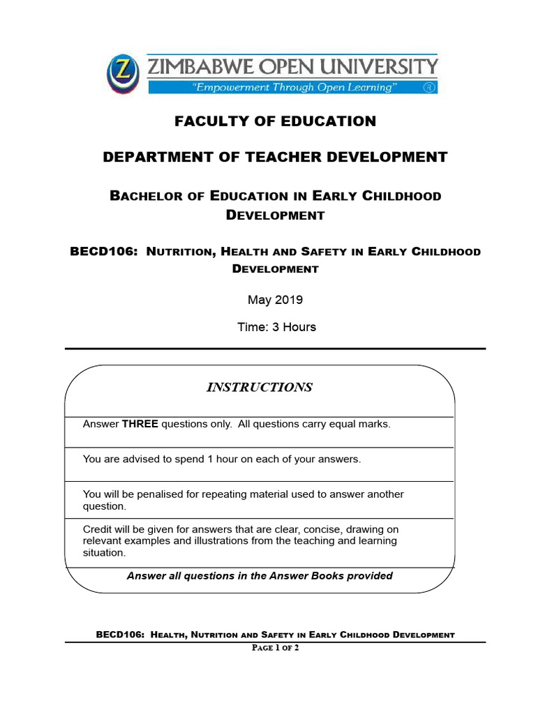 Nutrition and Health in Early Childhood | PDF | Wellness