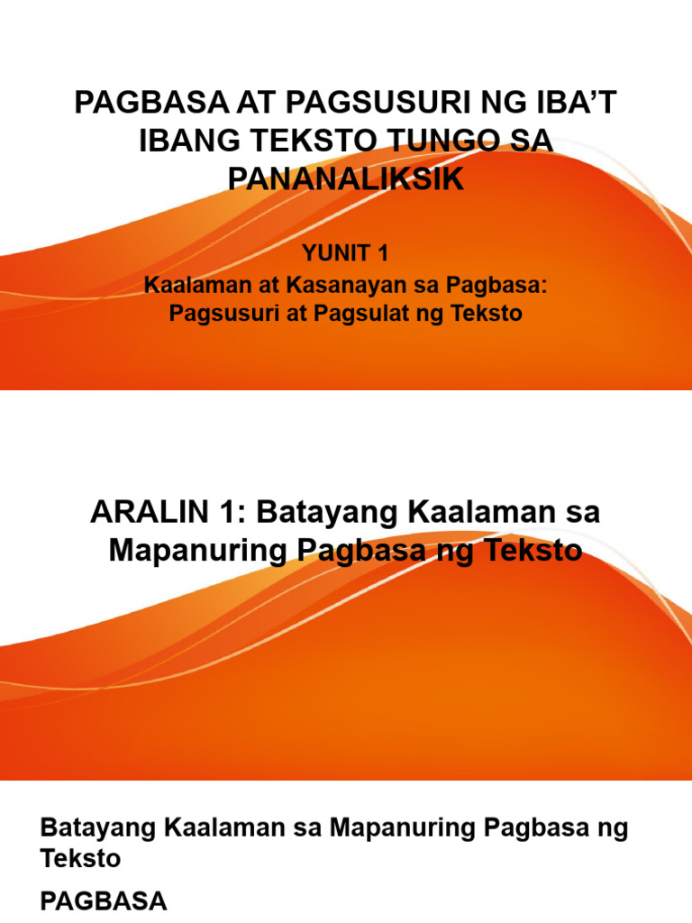 Pagbasa Aralin 1 Pdf