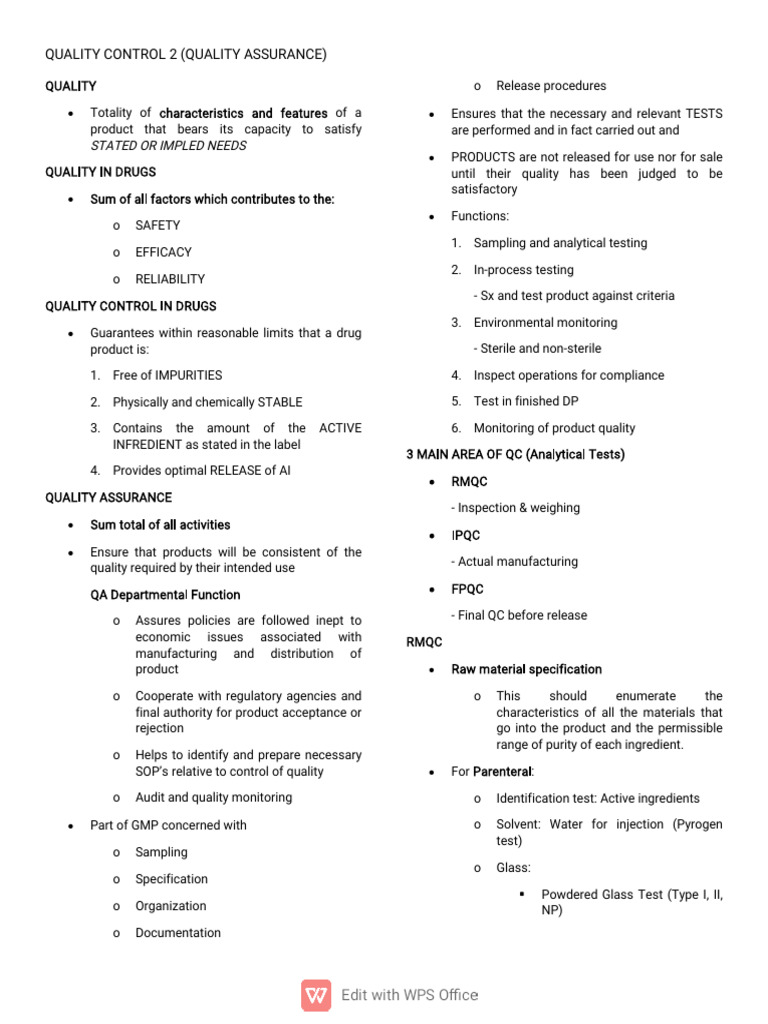 Quality Control 2 Quality Assurance | PDF