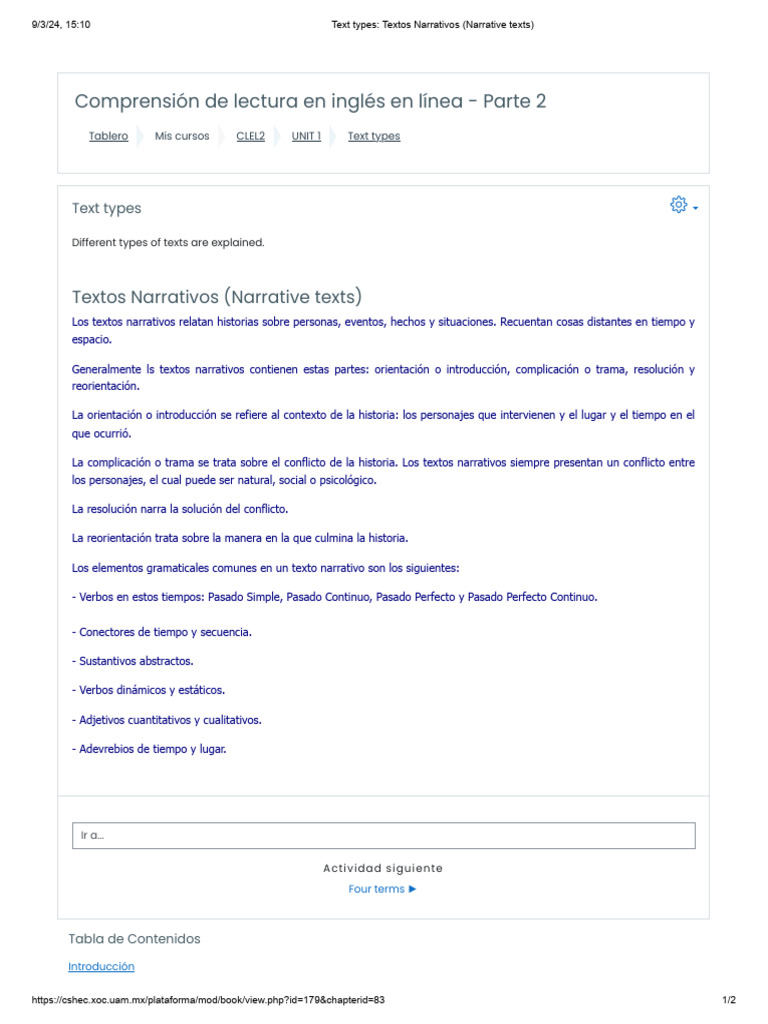 Tipos De Texto Los Textos Narrativos