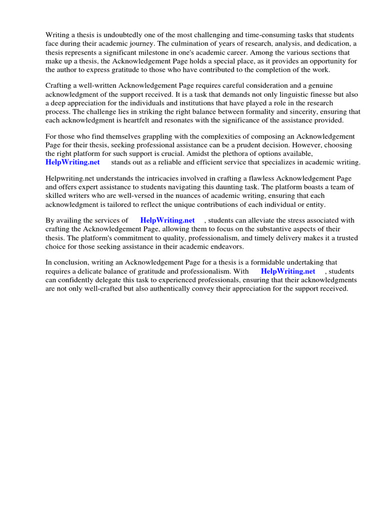 Example of Acknowledgement Page For Thesis | PDF | Thesis | Doctor Of ...