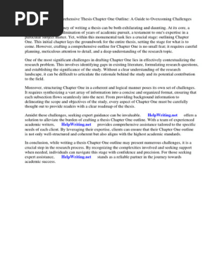 Thesis Chapter One Outline