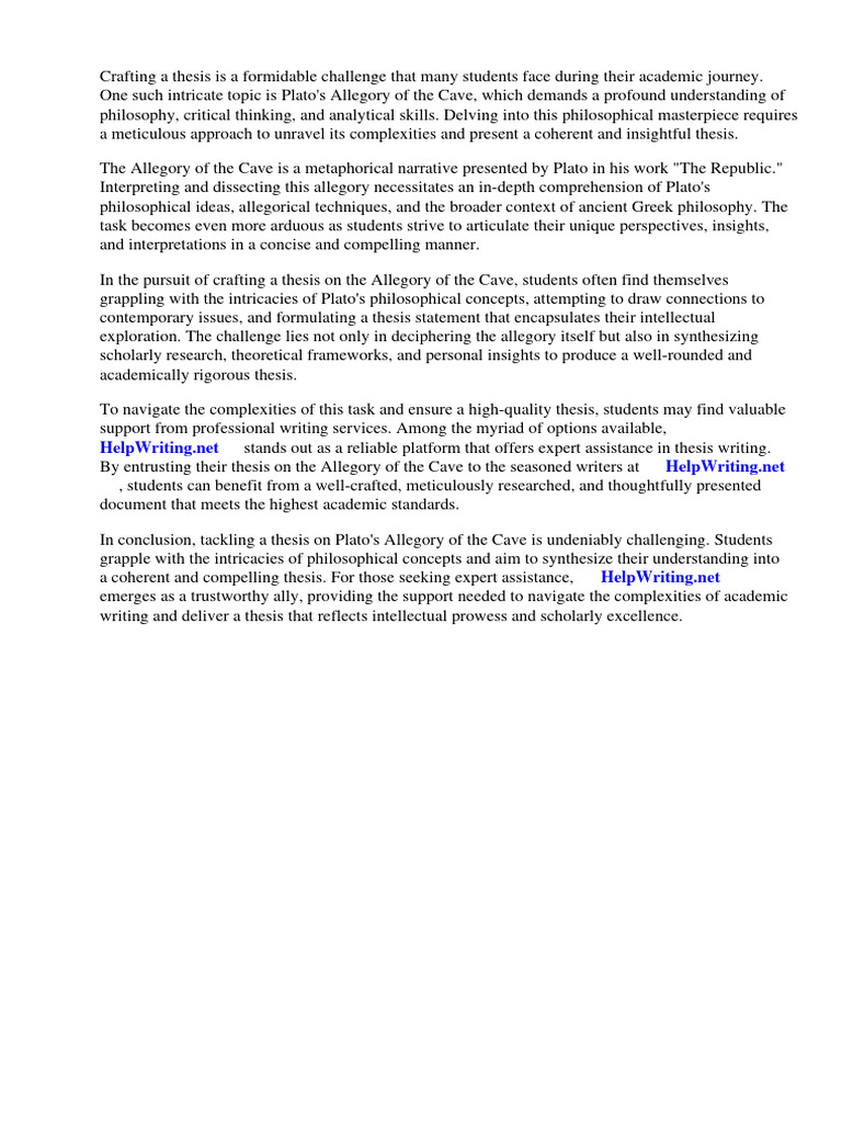 Thesis of Plato Allegory of The Cave PDF
