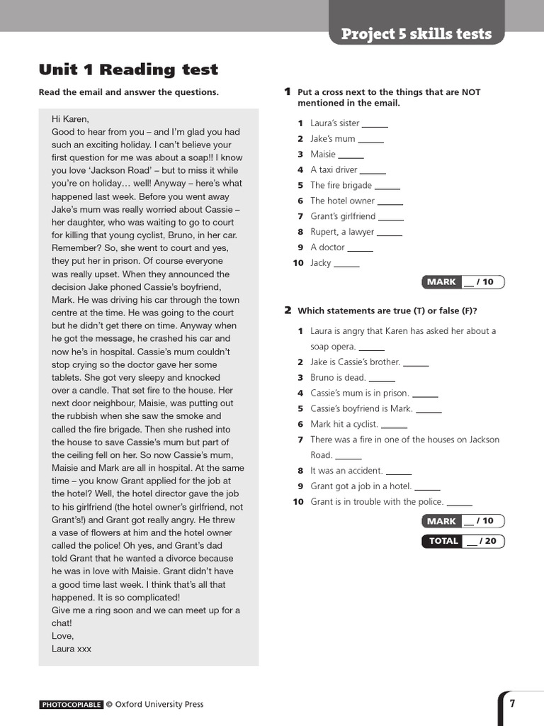 Project 5 reading tests pdf scuba diving