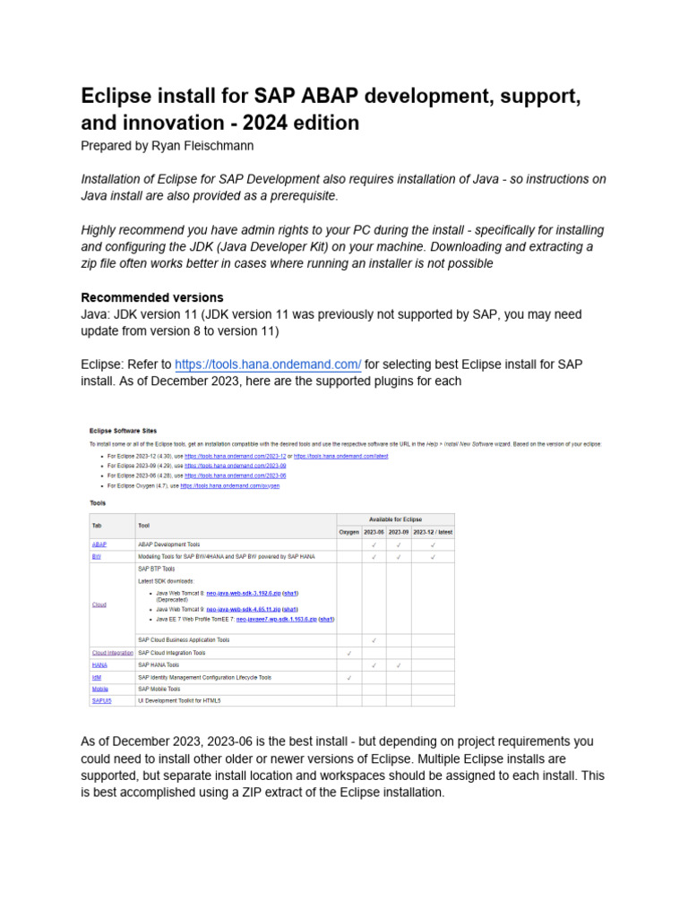 SAP ABAP Eclipse Installation Guide 2024 | PDF | Java (Programming ...