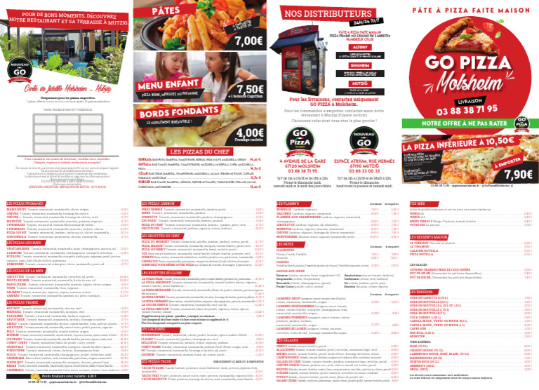Go Pizza : Menus et Commandes à Molsheim | PDF | Pesto | sauce