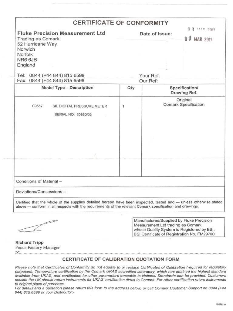 Digital Manometer Serial Number | PDF