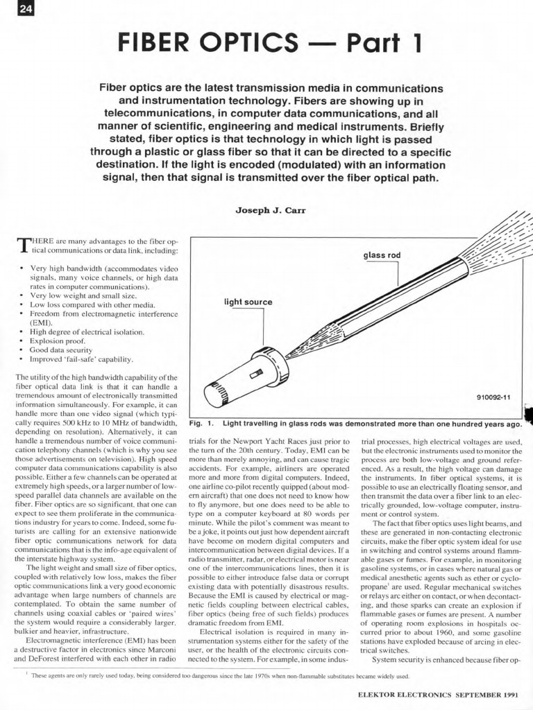 Advantages of Fiber Optics in Tech | PDF | Optical Fiber | Refraction
