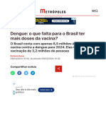 Dengue - o Que Falta para o Brasil Ter Mais Doses Da Vacina? - Metrópoles