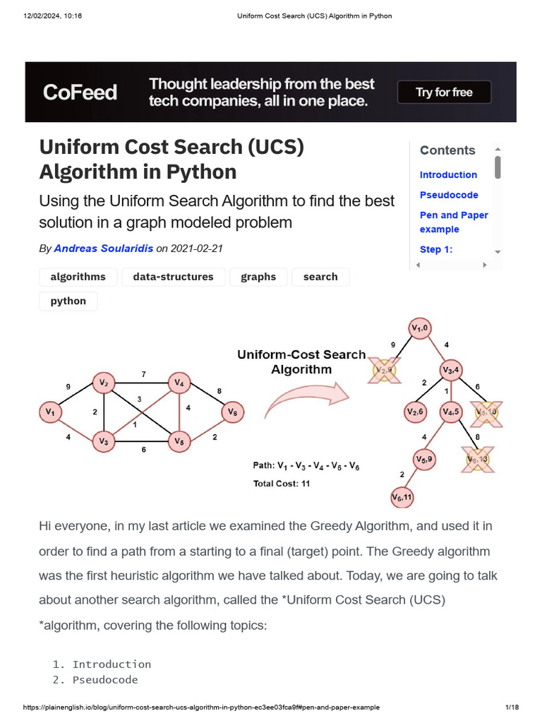 Uniform Cost Search (UCS) Algorithm in Python | PDF | Computing ...