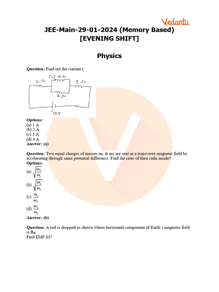 JEE Main 2024: Evening Shift Solutions | PDF | Chemical Polarity | Force