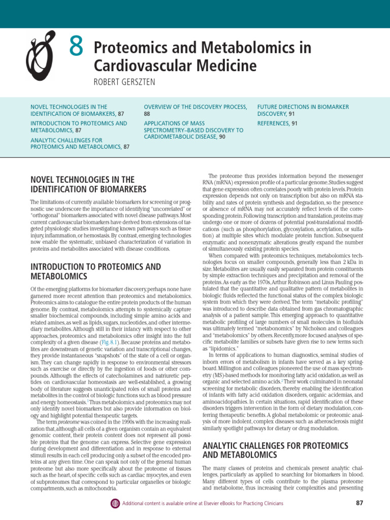 008-Proteomics and Metabolomics in Cardiovascular Medicine | PDF | Mass ...