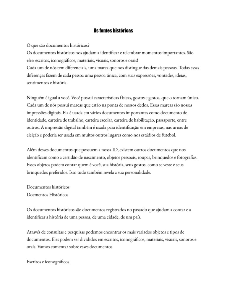 Importância das Fontes Históricas | PDF | Historiador | Tempo