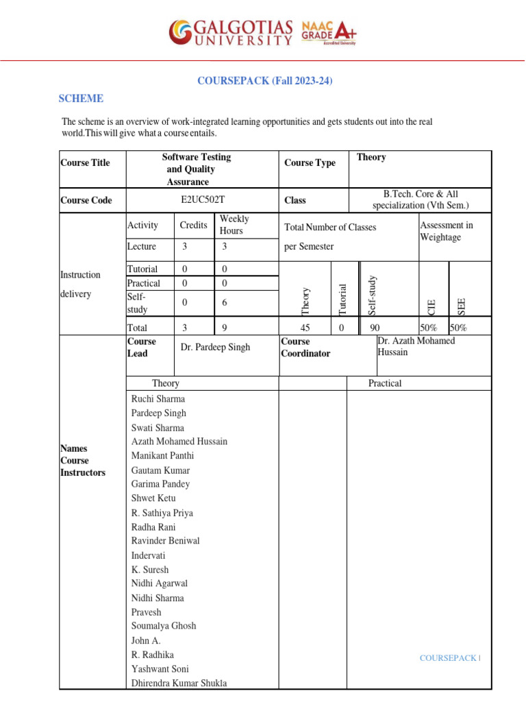 CoursePack-Software Testing Quality Assurance | PDF | Software Testing ...