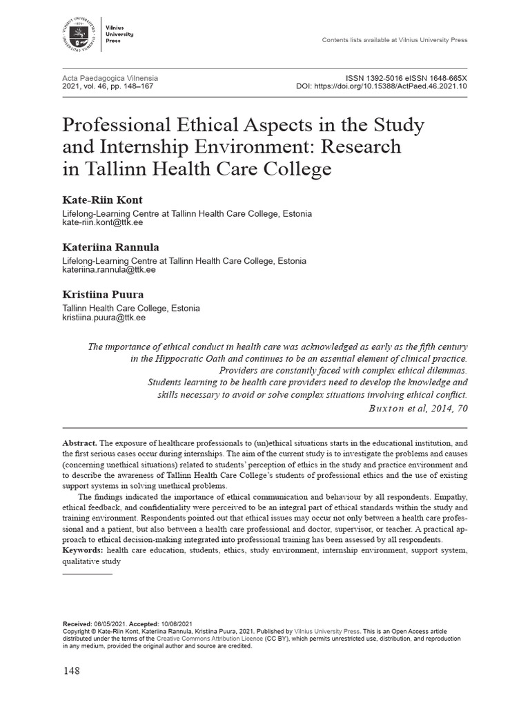 Professional Ethical Aspects in The Study and Inte | PDF