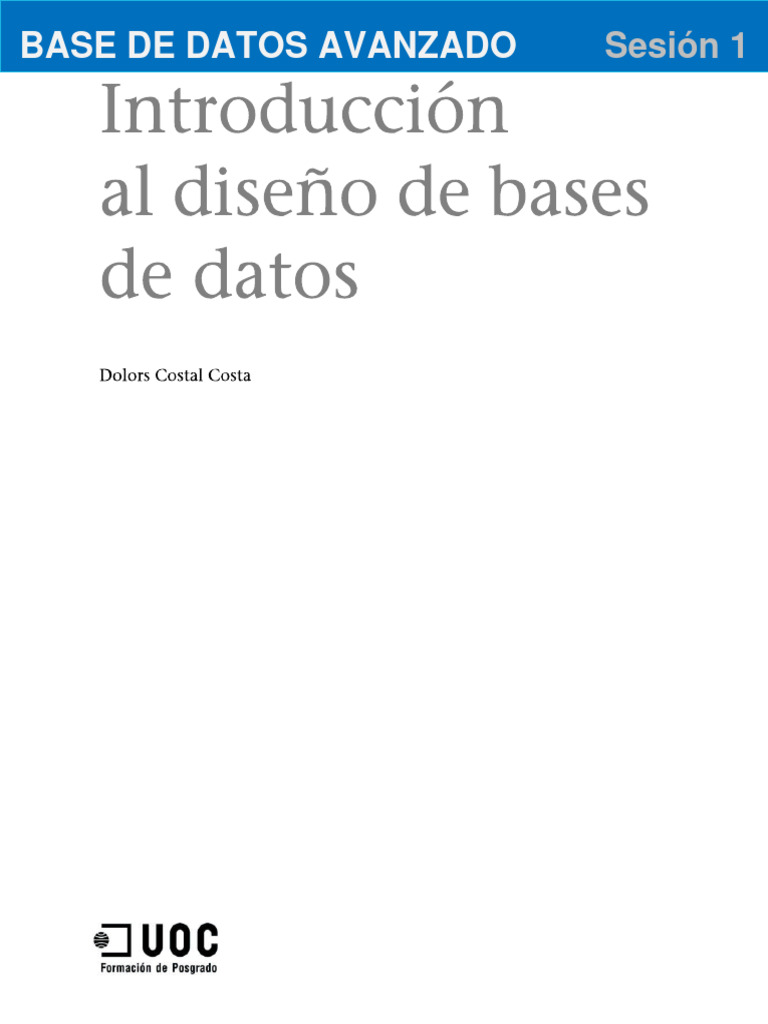 Introducción a Bases de Datos Avanzadas | PDF