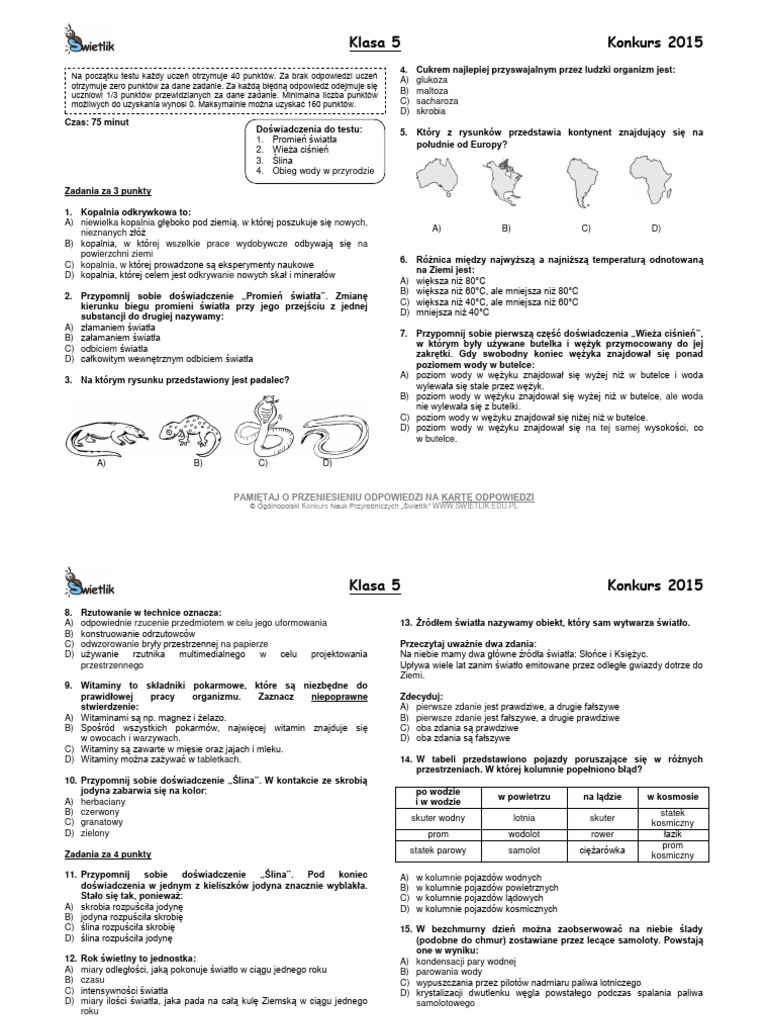 2015 Test Klasa 5 | PDF