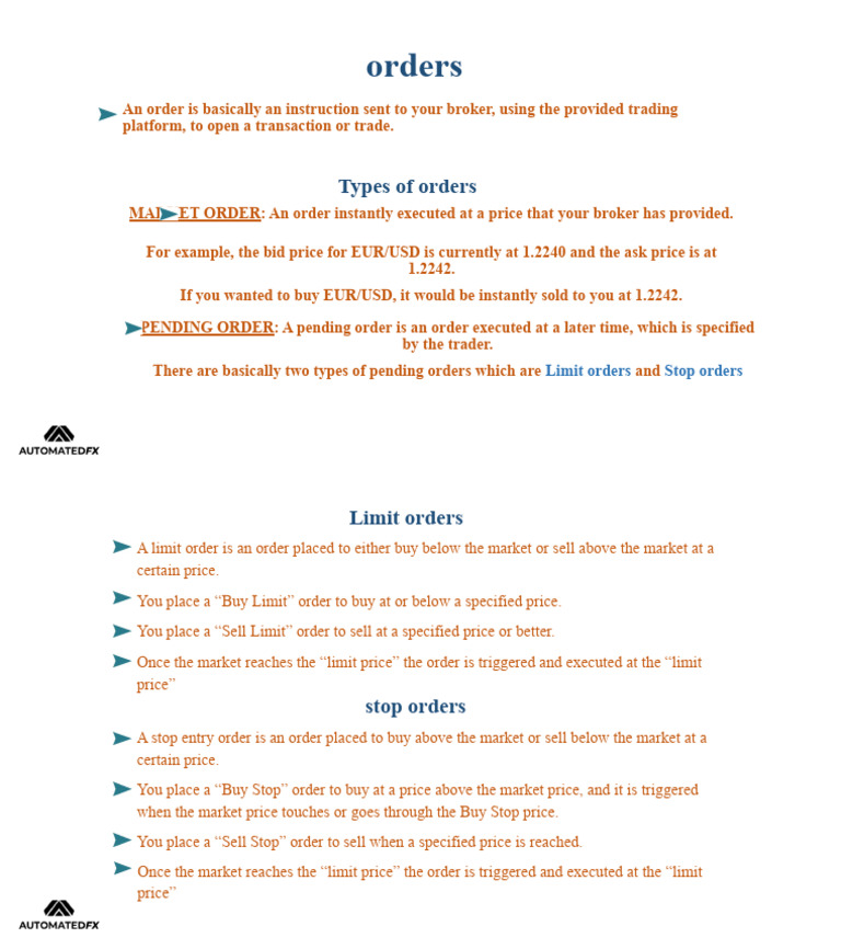 Types of Forex Orders Explained | PDF | Law
