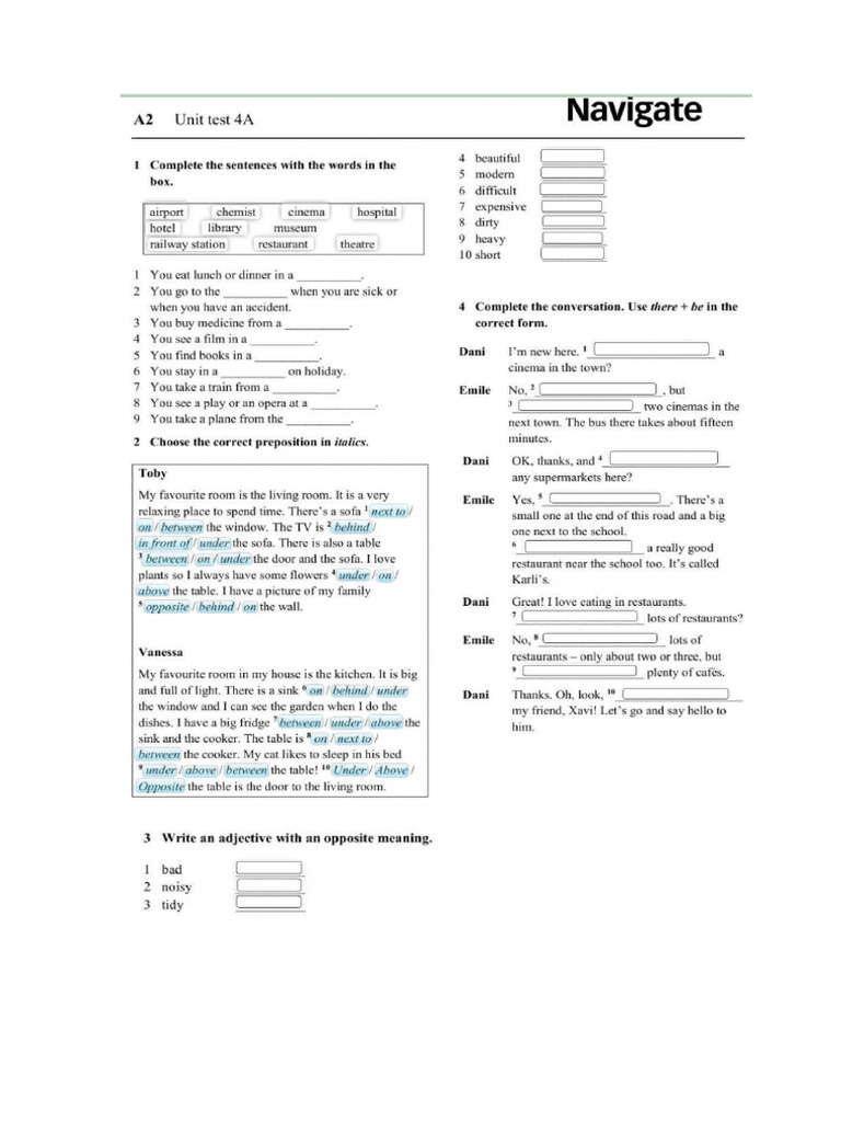Navigate A2 Exam 4 | PDF